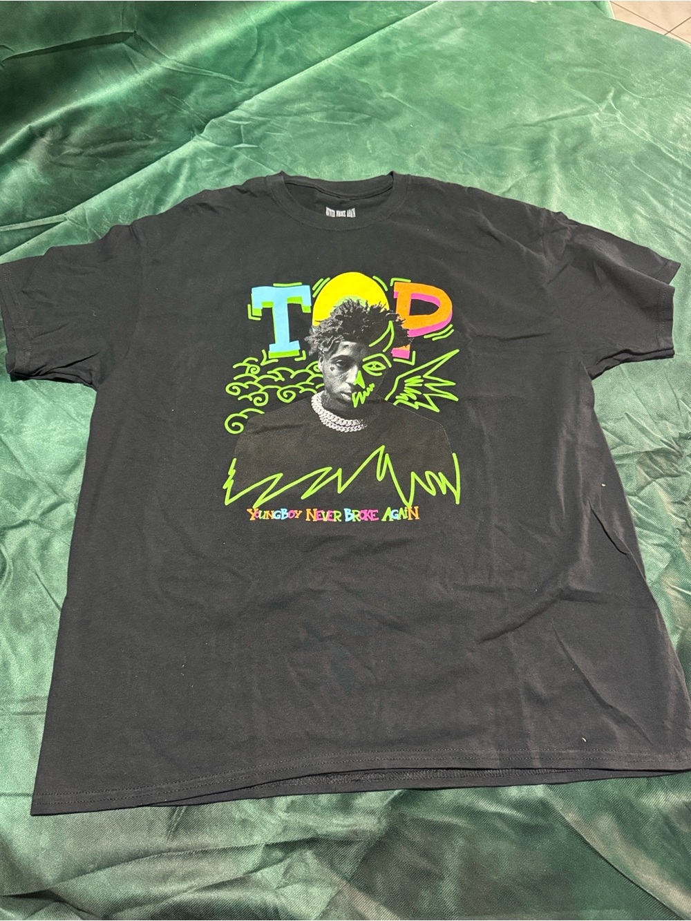 Black Short-Sleeve Tee with Neon Multicolor Graphic shirts bundle 5 pieces